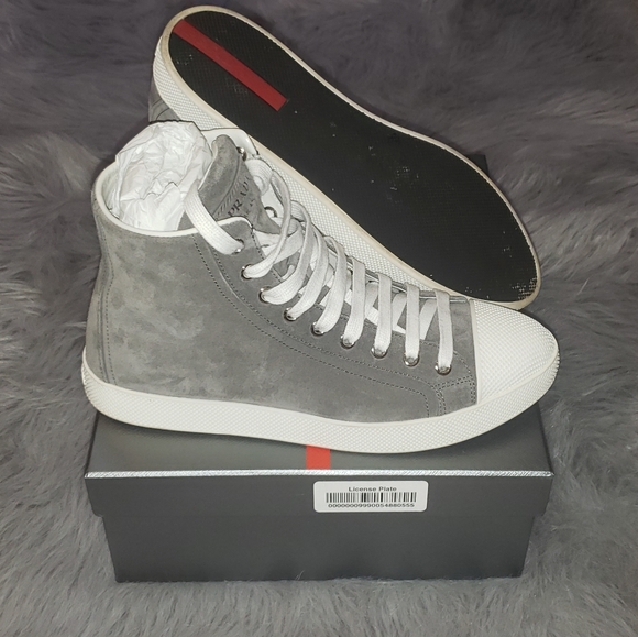Euc Prada Grey Suede Sneakers Size 
